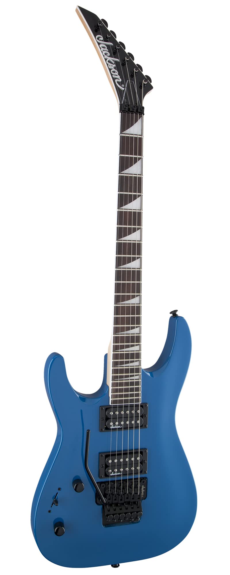 Jackson Dinky Arch Top JS32 DKA Left-Handed Electric Guitar - Bright Blue Bundle with Cable, Tuner, Strap, Picks, and Austin Baz